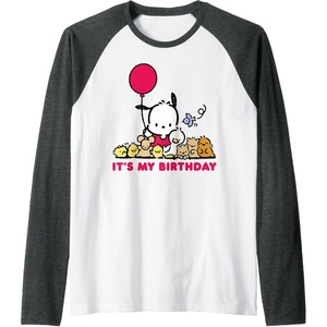 image:imagePochacco Its my Birthday Raglan Baseball TeeDark Heather GreyWhite
