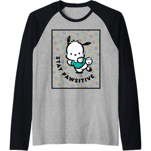 image:imagePochacco Stay Pawsitive Positive Good Energy Fun Vibes Raglan Baseball TeeBlackAthletic Heather