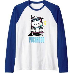 image:imagePochacco Summer Drink Raglan Baseball TeeRoyal BlueWhite