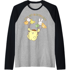 image:imagePompompurin Its My Birthday Raglan Baseball TeeBlackAthletic Heather