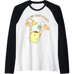 image:imagePompompurin Its My Birthday Raglan Baseball TeeBlackWhite