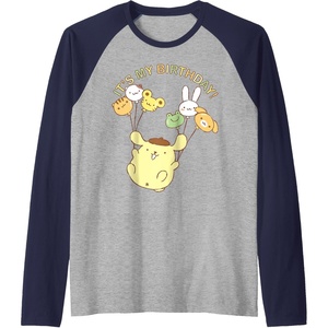 image:imagePompompurin Its My Birthday Raglan Baseball TeeNavy BlueAthletic Heather