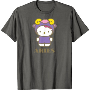 image:imageSANRIO Hello Kitty Zodiac Aries TShirt  UnisexAdults Black Small Short SleeveAsphalt Grey
