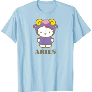 image:imageSANRIO Hello Kitty Zodiac Aries TShirt  UnisexAdults Black Small Short SleeveBaby Blue