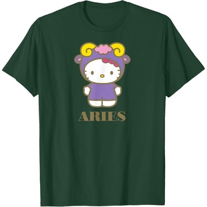 image:imageSANRIO Hello Kitty Zodiac Aries TShirt  UnisexAdults Black Small Short SleeveDark Green