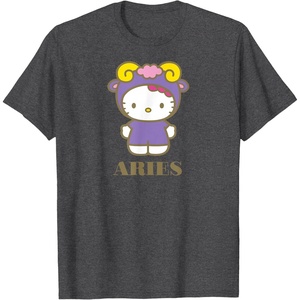 image:imageSANRIO Hello Kitty Zodiac Aries TShirt  UnisexAdults Black Small Short SleeveDark Heather Grey