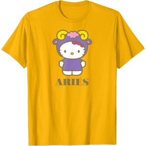 image:imageSANRIO Hello Kitty Zodiac Aries TShirt  UnisexAdults Black Small Short SleeveGolden Yellow