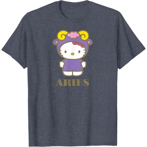 image:imageSANRIO Hello Kitty Zodiac Aries TShirt  UnisexAdults Black Small Short SleeveHeather Blue