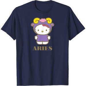 image:imageSANRIO Hello Kitty Zodiac Aries TShirt  UnisexAdults Black Small Short SleeveNavy Blue