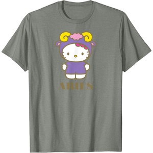 image:imageSANRIO Hello Kitty Zodiac Aries TShirt  UnisexAdults Black Small Short SleeveOlive Heather