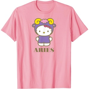 image:imageSANRIO Hello Kitty Zodiac Aries TShirt  UnisexAdults Black Small Short SleevePink