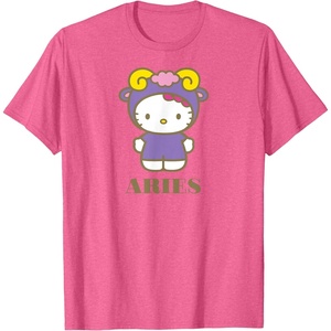 image:imageSANRIO Hello Kitty Zodiac Aries TShirt  UnisexAdults Black Small Short SleevePink Heather