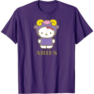 image:imageSANRIO Hello Kitty Zodiac Aries TShirt  UnisexAdults Black Small Short SleevePurple