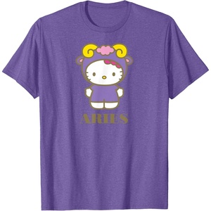 image:imageSANRIO Hello Kitty Zodiac Aries TShirt  UnisexAdults Black Small Short SleevePurple Heather