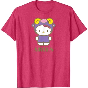 image:imageSANRIO Hello Kitty Zodiac Aries TShirt  UnisexAdults Black Small Short SleeveRed Heather
