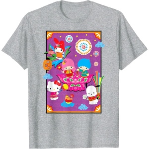 image:imageSANRIO Hello Kitty amp Friends Lunar New Year Festival TShirt  UnisexAdults Black Small Short SleeveHeather Grey