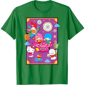 image:imageSANRIO Hello Kitty amp Friends Lunar New Year Festival TShirt  UnisexAdults Black Small Short SleeveKelly Green