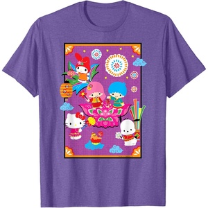 image:imageSANRIO Hello Kitty amp Friends Lunar New Year Festival TShirt  UnisexAdults Black Small Short SleevePurple Heather
