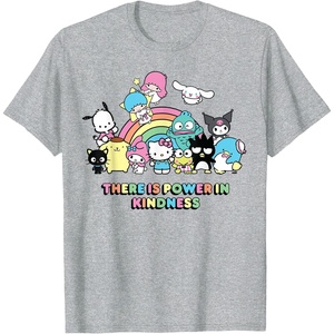 image:imageSanrio Hello Kitty amp Friends Power in Kindness Black Classic Fit TShirt Crew Neck Short SleeveHeather Grey