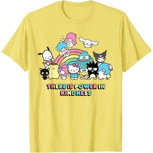 image:imageSanrio Hello Kitty amp Friends Power in Kindness Black Classic Fit TShirt Crew Neck Short SleeveLemon Yellow