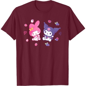 image:imageSanrio Kuromi and My Melody Berries TShirt Small BlackBurgundy