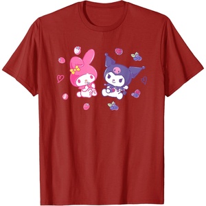image:imageSanrio Kuromi and My Melody Berries TShirt Small BlackCranberry Red
