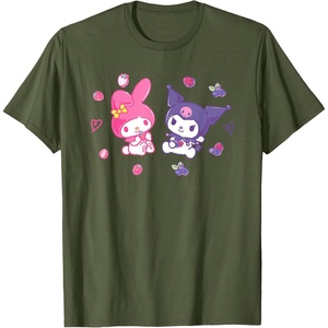 image:imageSanrio Kuromi and My Melody Berries TShirt Small BlackOlive Green