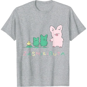 image:imageSanrio Zashikibuta Cheerful Pig Tee Shirt TShirtHeather Grey