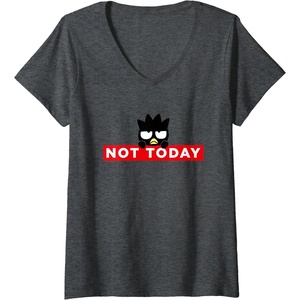 image:imageWomens BadtzMaru Not Today Japan VNeck TShirtDark Heather Grey