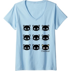 image:imageWomens Chococat Face Pattern VNeck TShirtBaby Blue