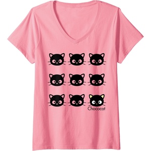 image:imageWomens Chococat Face Pattern VNeck TShirtPink