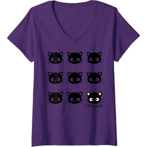 image:imageWomens Chococat Face Pattern VNeck TShirtPurple