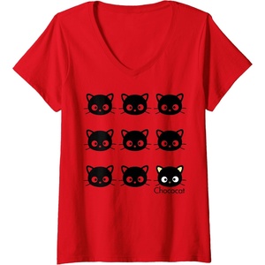 image:imageWomens Chococat Face Pattern VNeck TShirtRed