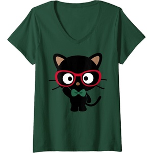 image:imageWomens Chococat Smartly Dressed Up VNeck TShirtDark Green
