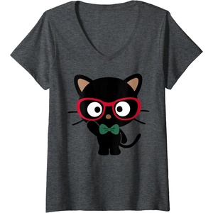 image:imageWomens Chococat Smartly Dressed Up VNeck TShirtDark Heather Grey
