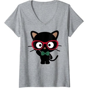 image:imageWomens Chococat Smartly Dressed Up VNeck TShirtHeather Grey