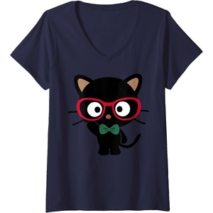 image:imageWomens Chococat Smartly Dressed Up VNeck TShirtNavy Blue