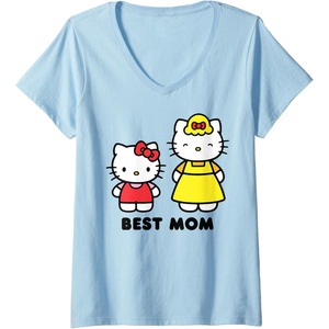 image:imageWomens Hello Kitty Best Mom Mothers Day VNeck TShirt SmallBaby Blue