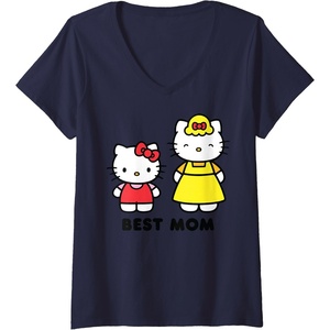 image:imageWomens Hello Kitty Best Mom Mothers Day VNeck TShirt SmallNavy Blue