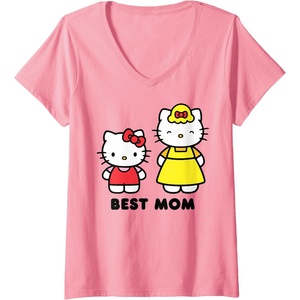 image:imageWomens Hello Kitty Best Mom Mothers Day VNeck TShirt SmallPink