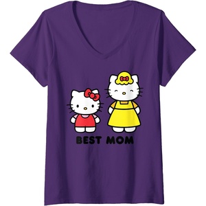 image:imageWomens Hello Kitty Best Mom Mothers Day VNeck TShirt SmallPurple