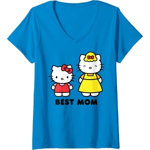 image:imageWomens Hello Kitty Best Mom Mothers Day VNeck TShirt SmallSapphire Blue