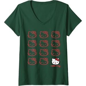 image:imageWomens Hello Kitty Real VNeck TShirt SmallDark Green