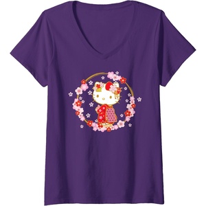image:imageWomens Hello Kitty Sakura Spring VNeck TShirtPurple