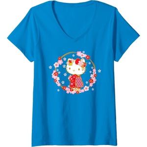 image:imageWomens Hello Kitty Sakura Spring VNeck TShirtSapphire Blue