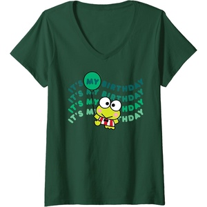 image:imageWomens Keroppi Its My Birthday VNeck TShirtDark Green