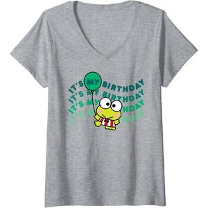 image:imageWomens Keroppi Its My Birthday VNeck TShirtHeather Grey