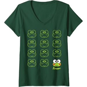 image:imageWomens Keroppi Real VNeck TShirtDark Green