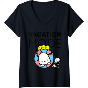 image:imageWomens Pochacco Vacation Mode VNeck TShirtBlack