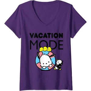 image:imageWomens Pochacco Vacation Mode VNeck TShirtPurple